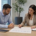 עובד ומנהלת משאבי אנוש בוחנים את מועד הפיטורים סמוך להשלמת שנת עבודה