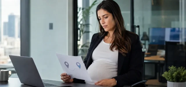 עובדת בהיריון בחברת שירותי מחשוב בוחנת מעבר מאתר לקוח לאתר עבודה מרוחק