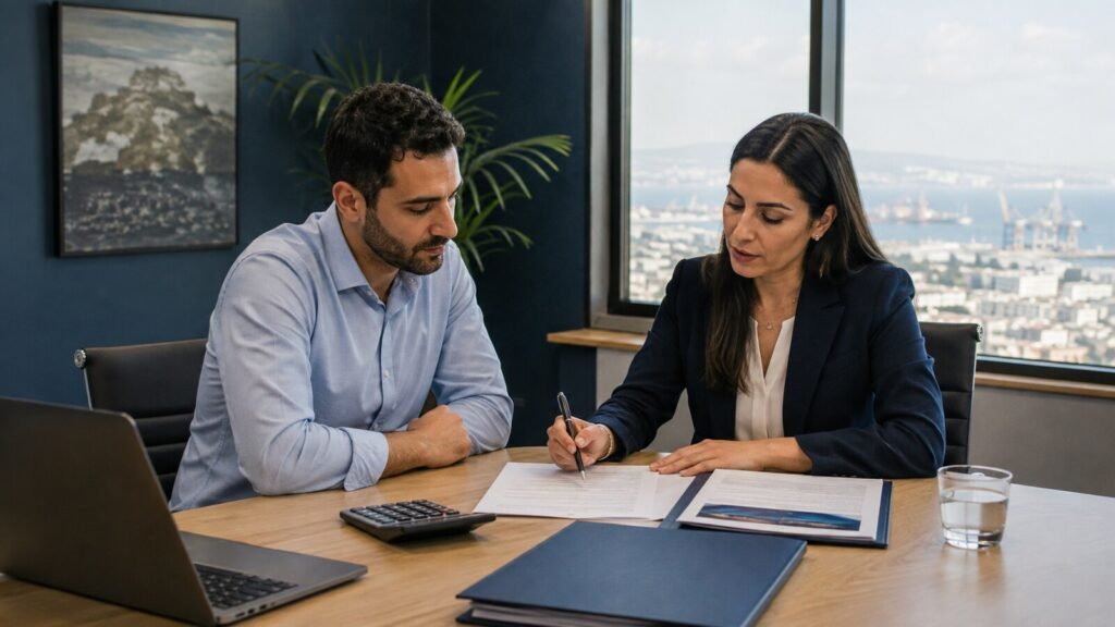 עובד ומנהלת משאבי אנוש בוחנים הסכם הכשרה ותנאי החזר לאחר התפטרות