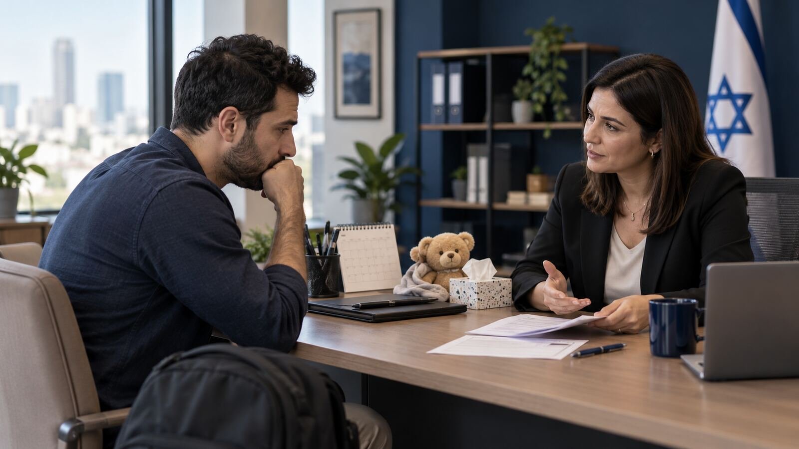 הורה ונציגת משאבי אנוש דנים בהיעדרות מהעבודה בשל מחלת ילד