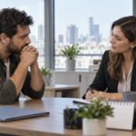 עובד ונציגת משאבי אנוש דנים בהיעדרות לצורך טיפול בבן זוג חולה
