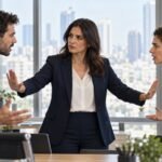 מנהלת מפרידה בין שני עובדים במהלך עימות מילולי במקום העבודה